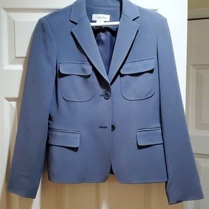 Calvin Klein Grey Blue Blazer with Tailored Accent